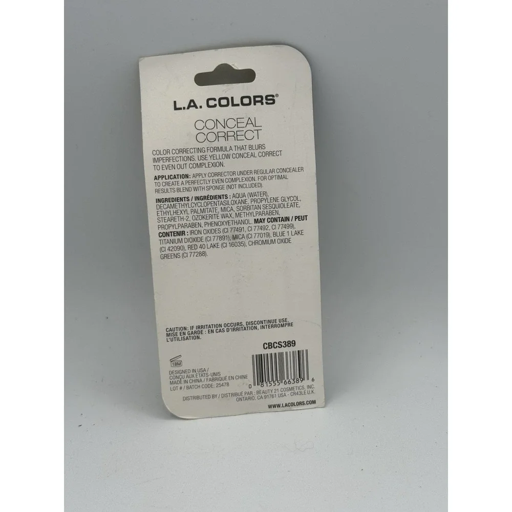 L.A. COLORS CONCEAL CORRECT CONCEALER BLURS BRIGHTENS SKIN, #CBCS389 YELLOW